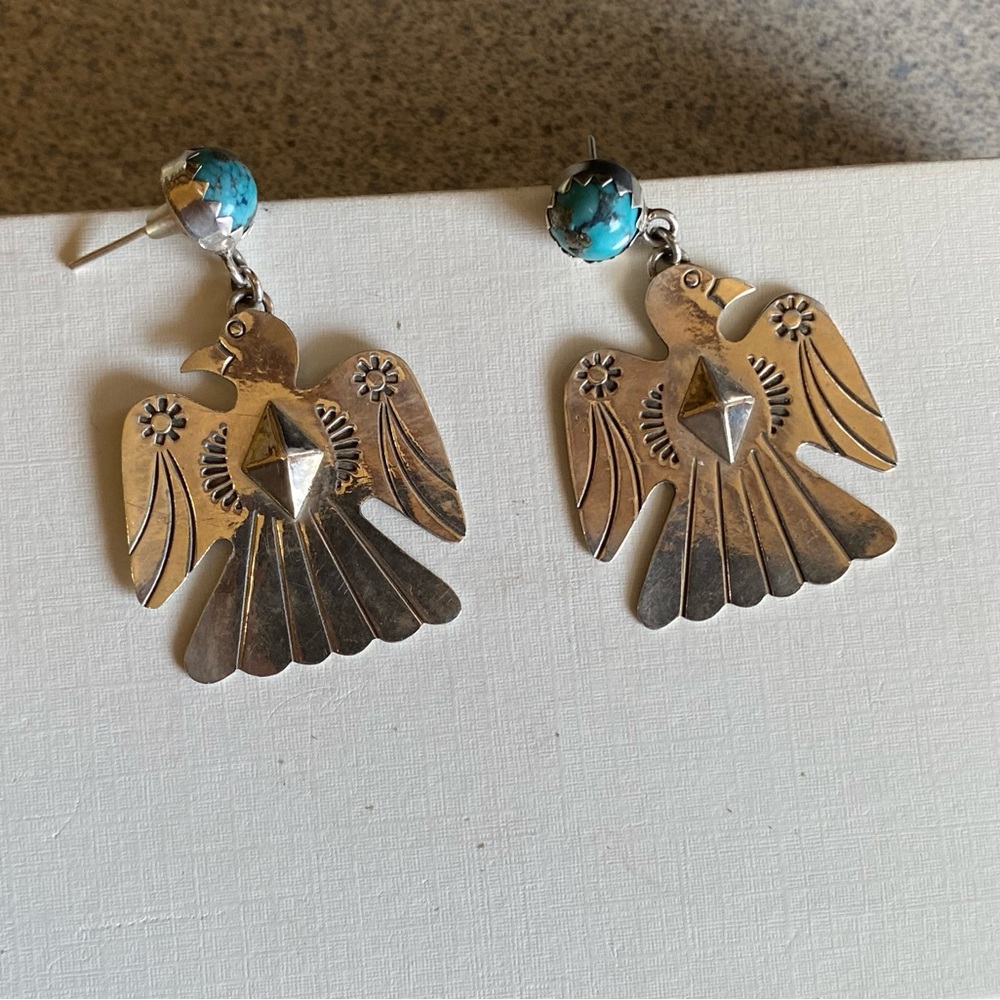 Sterling Silver Turquoise Thunderbird Earrings